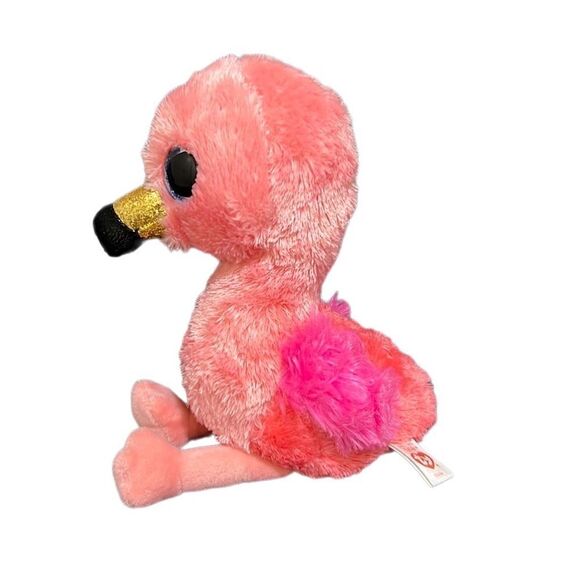 Ty Beanie Boos Gilda flamingo pink 9” plush stuffed animal blue eyes 2018 - Picture 2 of 4